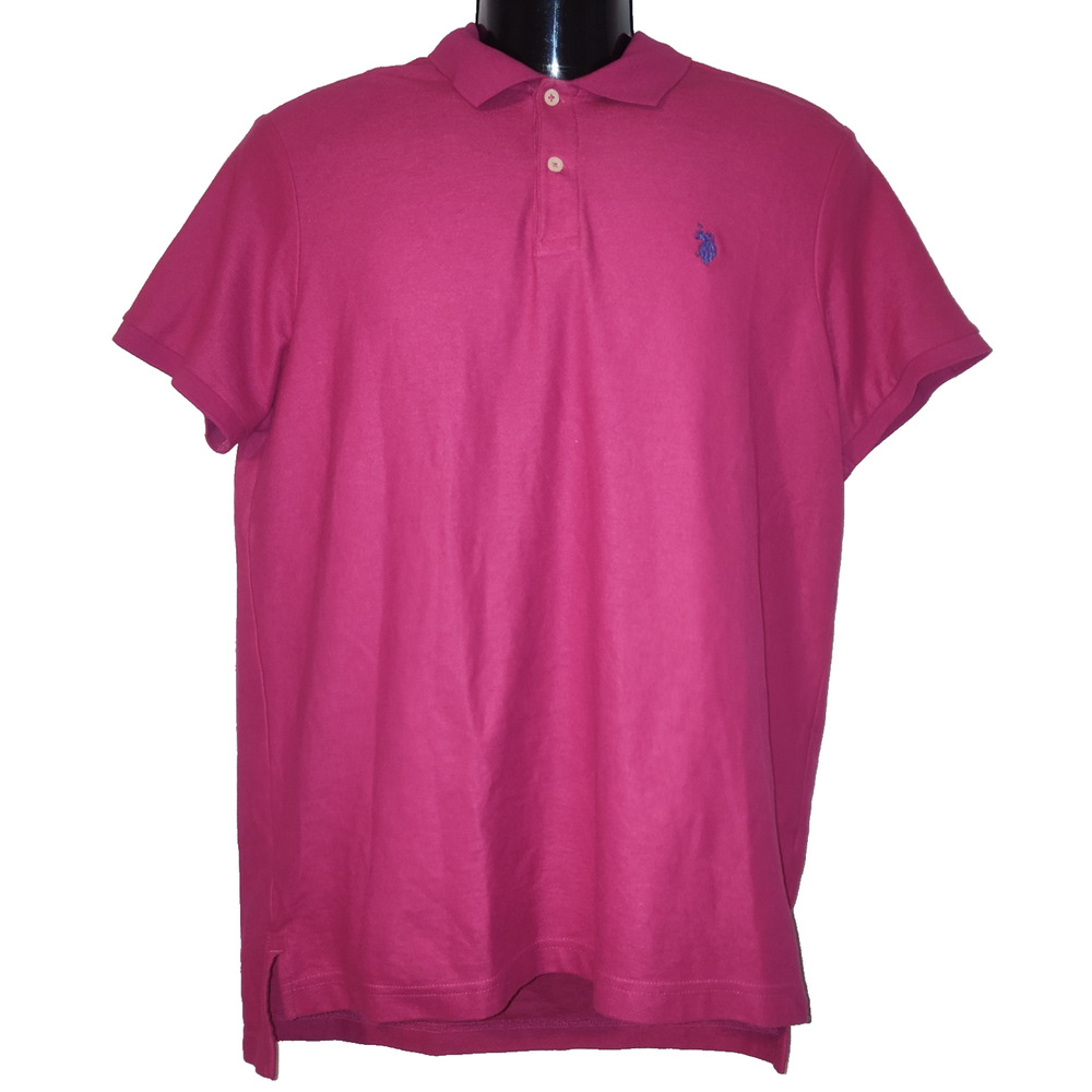 US Polo Assn Men's Pink Short Sleeve Collard Polo Shirt Size L BG15